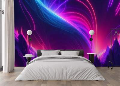 beautiful futuristic wallpaper, glowing and psychedelic space, epic illustration of abstract wallpaper, futuristic style landscape, impressive neon background, colorful and shiny neon backdrop Wall mural