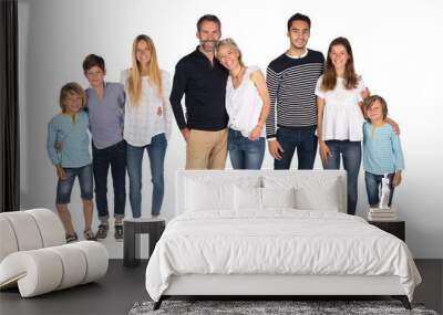 big family isolated on white background Wall mural