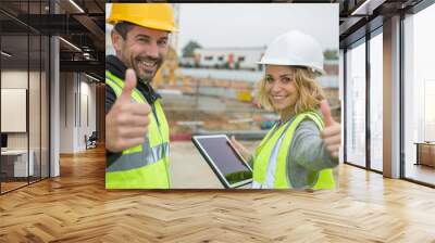 Construction Worker Thumbsup Wall mural