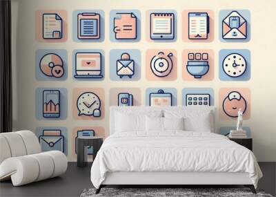 icons for web and mobile applications in light series Wall mural