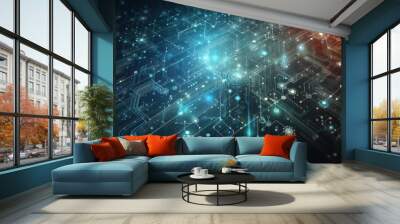 Transparent Tech: Blue Web Circuit Design Wall mural