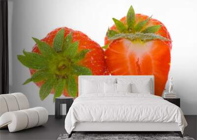 fresh wet strawberries Wall mural