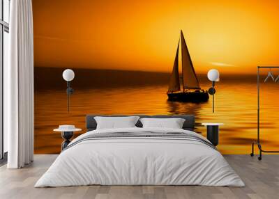 sailing and sunset Wall mural