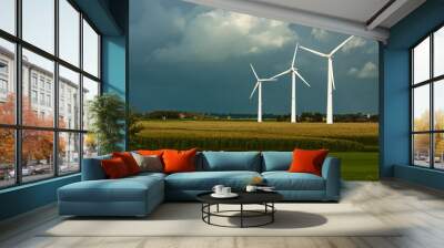 windmills on farmland Wall mural