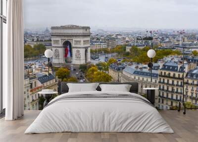 Aerial view of Arc de Triomphe, Paris Wall mural