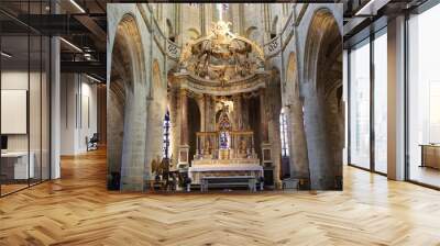 La basilique Saint Sauveur, basilique romane, ville de Dinan, département des Côtes d'Armor, Bretagne, France Wall mural