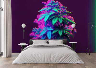 Vaporwave Marijuana -AI Generated Wall mural