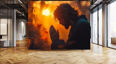 a person praying to jesus and having a relaationship with him Wall mural