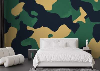 simple camouflage pattern vector in dark green, camo patterns Wall mural