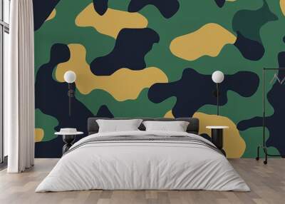 simple camouflage pattern vector in dark green, camo patterns Wall mural