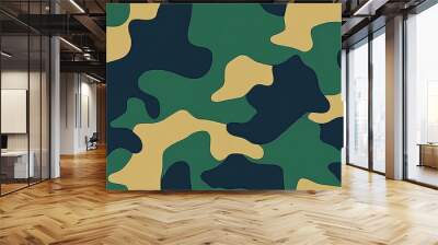 simple camouflage pattern vector in dark green, camo patterns Wall mural