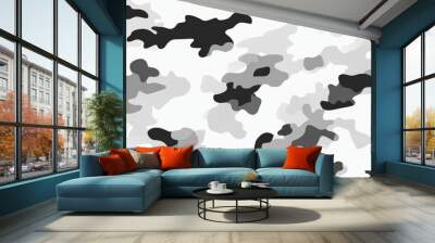 simple camouflage pattern vector in gray, simplified flat camo patterns, and camo textures Wall mural