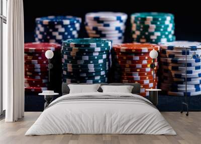 stacks of casino gambling chips Wall mural