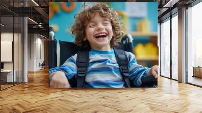 Young boy with disability learning in a classroom Wall mural