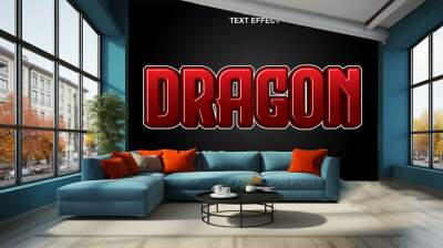 dragon text effect with red color graphic style and editable. Wall mural