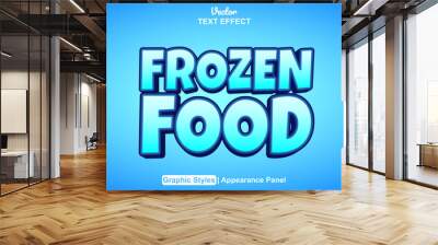 frozen food text effect with blue color graphic style and editable. Wall mural