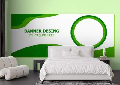 green geometric business banner design. creative banner design for template. Simple green horizontal banner Wall mural