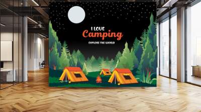 Camping graphic illustration Free Vector Wall mural