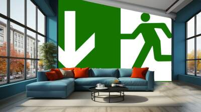 Emergency exit sign symbol green vector Wall mural