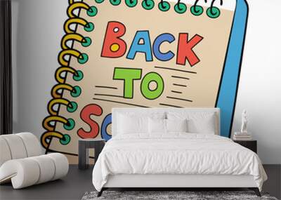 Open notebook, Back to School in colorful letters Wall mural