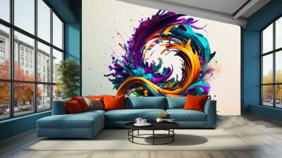 3d, abstract twisted brush strok, a colorful art piece, illustration with liquid art Wall mural