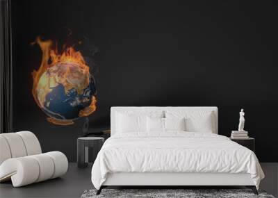 Earth on fire with Covid-19 pandemic. Wall mural