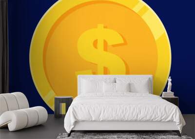 US Dollar Coin Gold Vector Wall mural