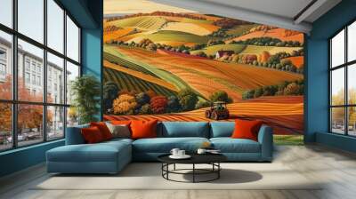 A picturesque view of the rolling Moravian fields, each painted in a different hue Wall mural