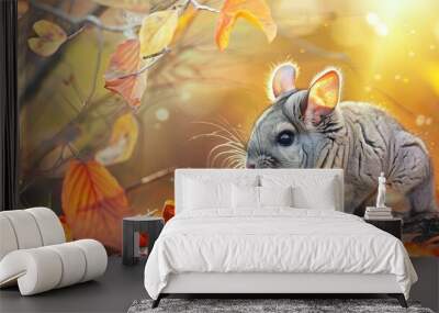 chinchilla sits in nature. Selective focus. Wall mural