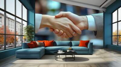 close up. successful business people shaking hands Wall mural