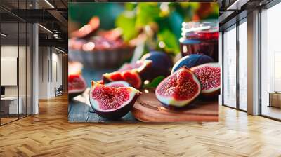 fig jam in a jar. Selective focus. Wall mural