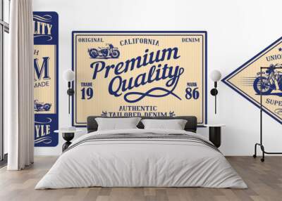 Labels of denim typography, t-shirt graphics, vectors, collection. Vintage badge design.  Wall mural