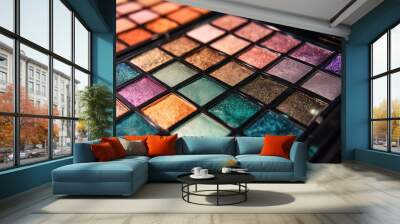 Palettes of shiny powder eye shadows Wall mural