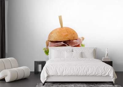 small hamburger canapes on white Wall mural