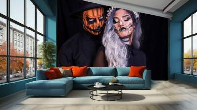 Couple wearing day of the dead costume  Wall mural