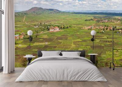 panorama of the fields from tritriva lake, near antsirabe in Madagscar Wall mural