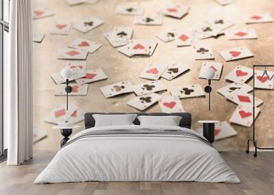 playing cards on a wooden background Wall mural