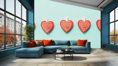 valentines day card with hearts Wall mural