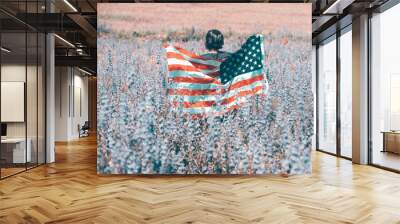  Patriot woman holding the american flag on the 4th of July Wall mural