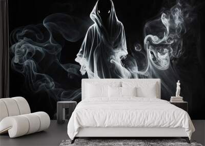 Abstract, surreal, creepy ghost woman shrouded in smoke.Generative ai. Wall mural