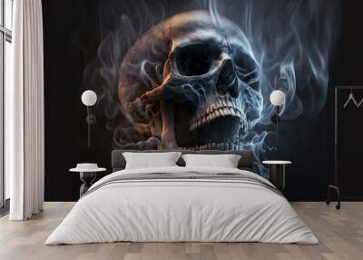 Abstract, surreal, creepy skull of smoke.Digital art Wall mural