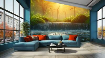 Banner of world environment and Earth Day with eco friendly enviroment. Wall mural