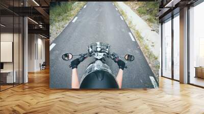 Close up on woman with her motorcycle Wall mural