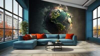 Concept of global warning, climate change and dying Earth. Wall mural