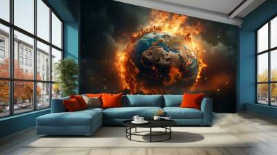 Concept of global warning, climate change and dying Earth. Wall mural