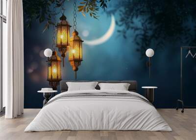 Festive greeting card for Muslim holy month Ramadan Kareem. Wall mural