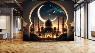 festive greeting card for muslim holy month ramadan kareem. Wall mural