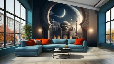 festive greeting card for muslim holy month ramadan kareem. Wall mural