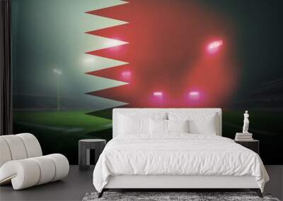 Football stadium and Quatar flag Wall mural