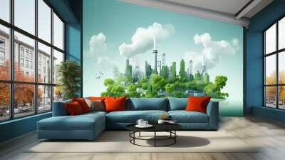 Green industry eco power for sustainable energy saving environmental friendly low carbon footprint. Wall mural